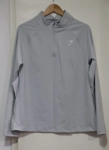 NEW Gymshark Women's 1/4 Zip Top Size XL Light Grey Long Sleeve Gym Training - Picture 1 of 12