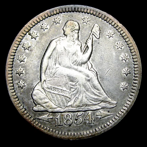 1854-O Seated Liberty Quarter Silver   ---- Nice Type Coin ---- #VF291 Cover