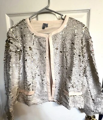 Chaqueta en blanco London tostada con lentejuelas talla mediana Foto 1 de 4