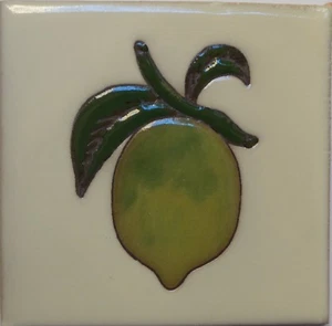 Mexican Tile Malibu Fruit Santa Barbara Tiles Cuerda Seca Lemon F-12 - Picture 1 of 1