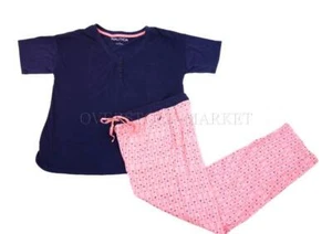 NEW! WOMEN'S NAUTICA 2 PIECE PAJAMA SET! SHORT SLEEVE TOP & LONG PANT! VARIETY - Picture 1 of 4