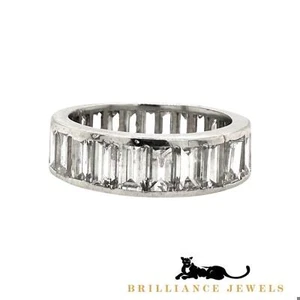 Emerald Cut Diamond Full Eternity Ring in Platinum, Size 6 - Picture 1 of 5