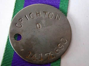 GSM Palestine 1945-48 clasp relic 4/7 Dragoons dogtag only - CRICHTON 14176890 - Picture 1 of 1