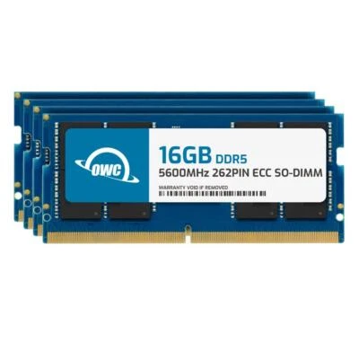 OWC 64GB (4x16GB) DDR5 5600MHz 1Rx8 ECC Unbuffered SODIMM 262pin Memory RAM - Image 1 of 4