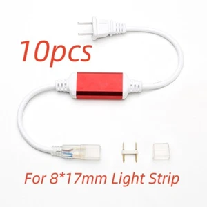 10pcs* 110V/220V Power Cord Connector Line for W8mm x H17mm LED Neon Rope Lights - Picture 1 of 7