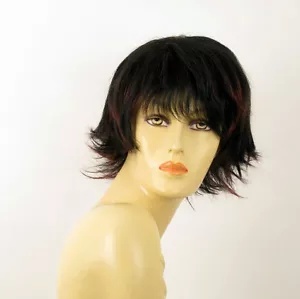 perruque femme 100% cheveux naturel courte méchée noir/rouge OLIVIA 1b410 - Imagen 1 de 9