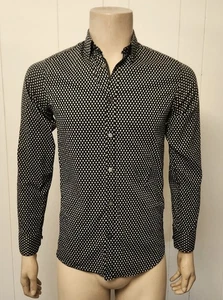 Ted Baker shirt S men's cotton black white geometric - Picture 1 of 9