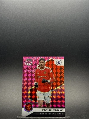 2021-22 Panini Mosaic Premier League Raphael Varane Pink Prizm 10/25 Man United - Image 1 of 2