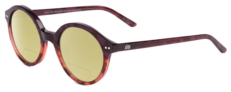 SITO SHADES DIXON Unisex Round Sunglasses Purple Tortoise/Rosewood Gradient 52mm