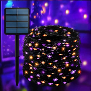 200LED Solar Halloween Lights,78Ft Orange& Purple String Lights,Solar Fairy Ligh - Picture 1 of 11