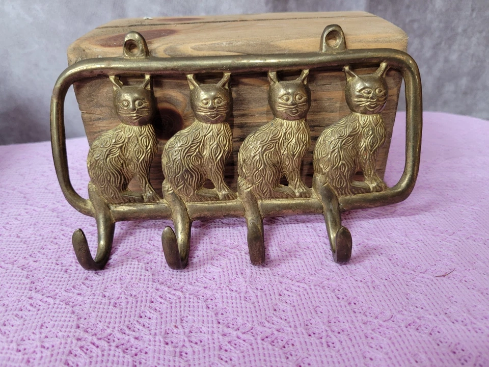 Gancho para colgar pared tela llave toalla taza latón vintage gato Foto 1 de 4