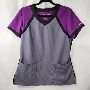 Grey's Anatomy by Barco Scrub Top Purple "Stained Glass Look" Art Deco Medium - Picture 1 of 8