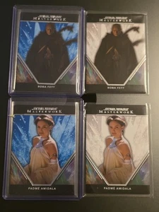 2024 Topps Star Wars Masterworks Padme Amidala Blue #65, Boba Fett Blue #19 - Picture 1 of 2