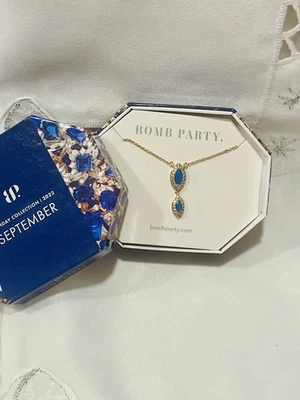 Collar Bomb Party Just The Thing Lab Creado Zafiro Tono Oro Rosa  Foto 1 de 4