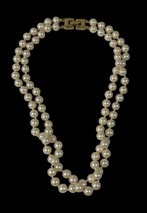 Vintage Monet Double Strand Faux Pearls Pearl Necklace Gold Clasp - Picture 1 of 4