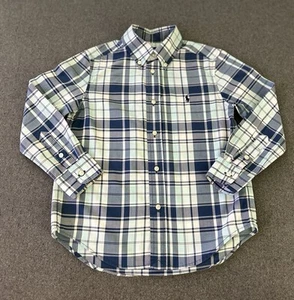 Polo Ralph Lauren Boys Button Down Shirt 5 Blue Plaid Long Sleeves Pony Preppy - Picture 1 of 14
