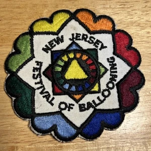 Vintage New Jersey NJ Festival Of Ballooning Rainbow Colored Embroidered Patch - Picture 1 of 3