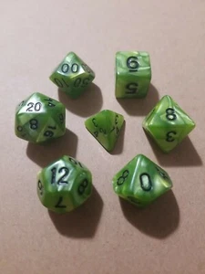 Polyhedral Gaming 7Pc Dice Set Green Swirl; DnD, Roleplaying, FREE SHIPPING - Picture 1 of 2