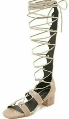 Sandalia Jeffrey Campbell Bryn Tacón Gladiador Atado Encaje Taupe Cremallera Punta Abierta 6  Foto 1 de 4