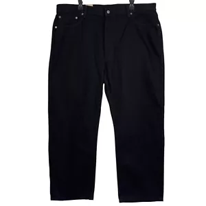 NEW Levis 505 Regular Straight 44x30 Cotton Dark Wash Stretch Denim Jeans Black - Picture 1 of 8