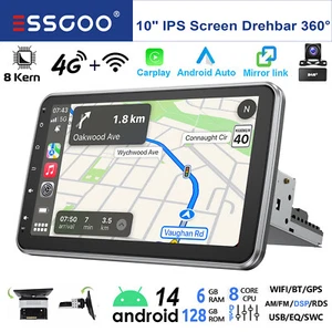 6+128G DAB+ Android14 10" Autoradio 1 DIN 360° Drehbar 10" Bildschirm GPS Kamera - Bild 1 von 12