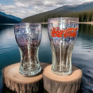 2 Coca Cola Glasses, 1 Vintage 90s Original, Red Lettering And 1 London Olympic - Picture 1 of 8