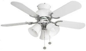 Fantasia Capri 36in Ceiling Fan & Light White & Stainless Steel 5 Blades 110538 - Picture 1 of 2