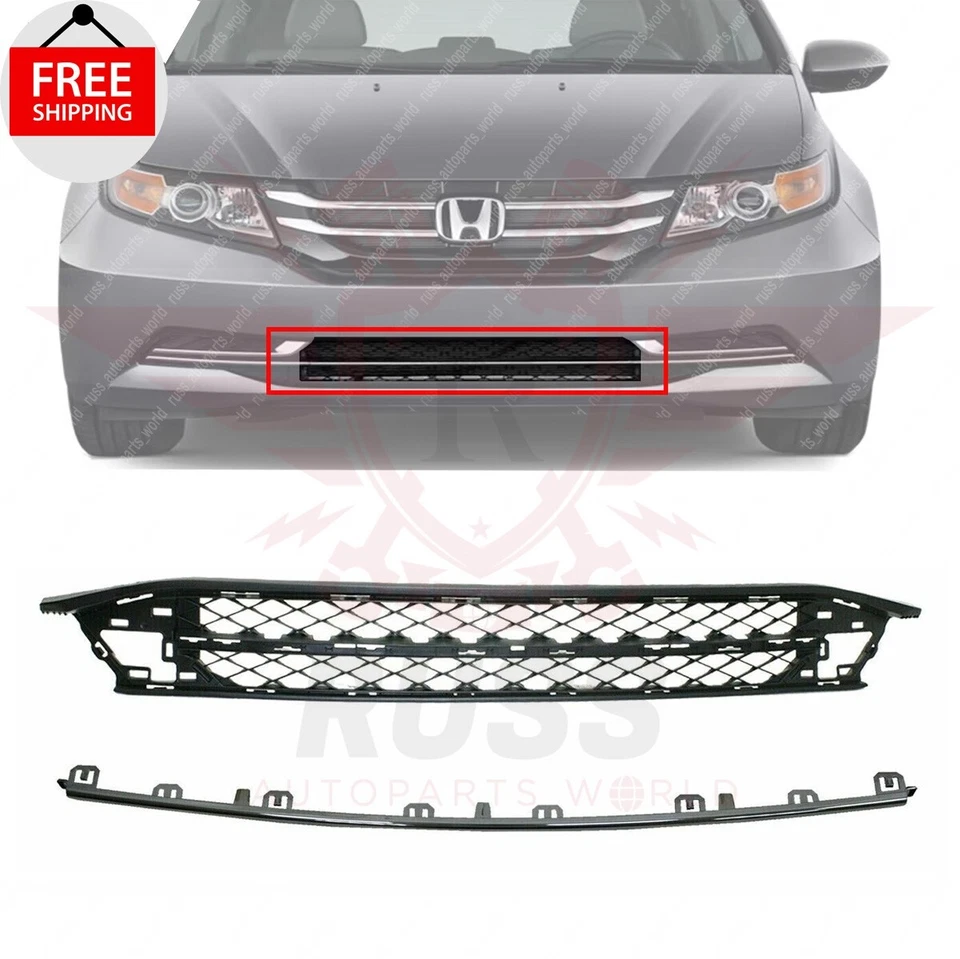 New Front Bumper Lower Grille + Chrome Molding Trim Fits 2014-2017 Honda Odyssey - Image 1 of 4