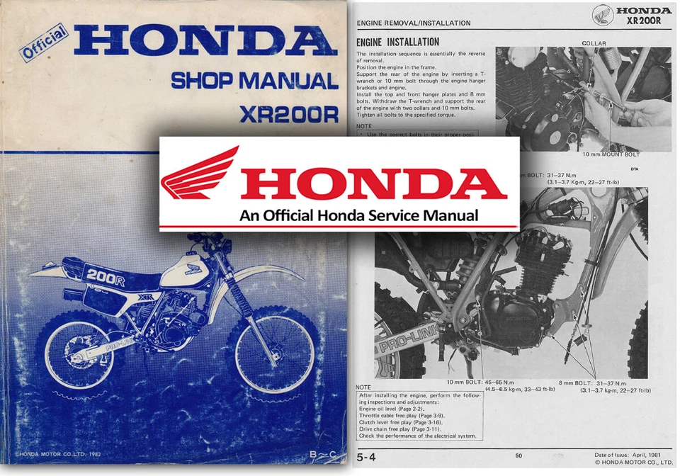 Honda XR200R Service Workshop Repair Shop Repair Manual XR200 XR 200 R Factory - Image 1 of 2