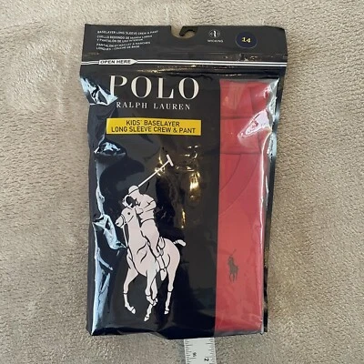 Polo Ralph Lauren Capa Base Niños 14 Rojo Manga Larga Crew & Pantalones Poni Allover Foto 1 de 4