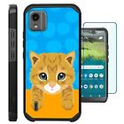 Hybrid Case For Nokia C110 Phone Cover With Tempered Glass/ Cute Cat Tiger