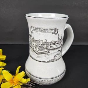 Vintage German Ceramic Beer Stein With Historic Cityscape & Crackle Glaze Design - Picture 1 of 9