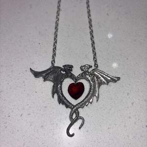 Coeur Sauvage Alchemy Gothic Pewter Dragon Necklace Red Crystal • Rare • VGC - Picture 1 of 3