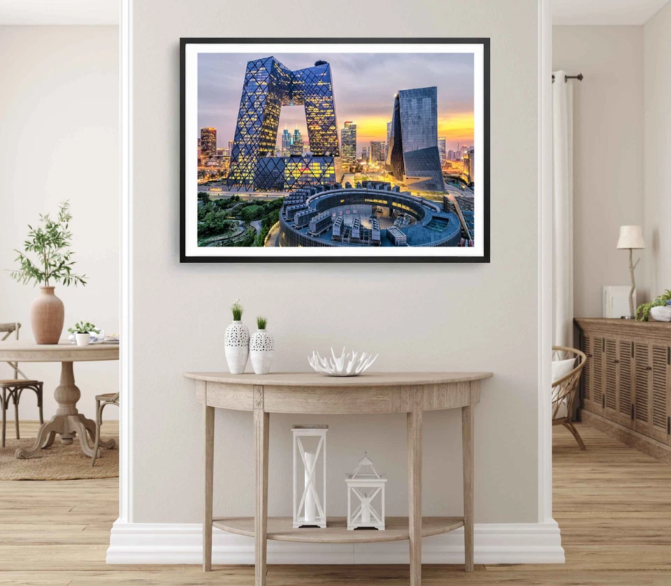 Beijing City Print, China Wall Art, City Skyline Framed Dark Sky Wall Art, City - Image 1 of 1