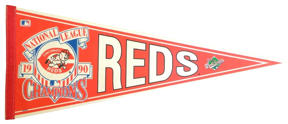 1990 Cincinnati Reds World Series Baseball 30x12 Felt Pennant - Image 1 of 1
