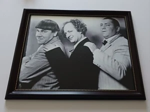 The Three Stooges - In Profile - B&W Print/Glass & Wood Frame - 16" x 13" - Picture 1 of 3