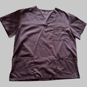 Blusa Médica Dagacci para Mujer Cuello en V Manga Corta Marrón Talla Pit To Pit 24.5" Usada - Imagen 1 de 7