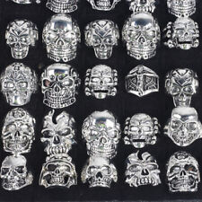 25pcs Wholesale Lots Gothic Punk Skull Antique Silver Rings Mixed Style Jewelry
