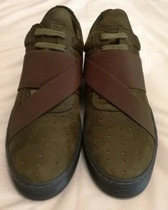 Filling Pieces Low Top Elastic Strap Lace-up Suede Trainers Olive uk 7 eu 41 - Picture 1 of 7
