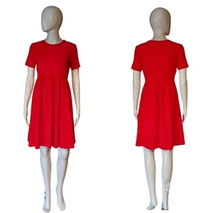 ASOS Red Cotton Blend Short Sleeve Babydoll Dress Size 6 - Picture 1 of 10