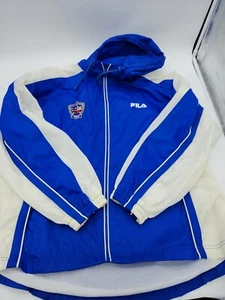 Vintage Texas Cup FILA Windbreaker Zip Up Retro Blue and White Nylon Size S - Picture 1 of 7