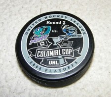 DANBURY TRASHERS MUSKEGON FURY 2006 UHL COLONIAL CUP HOCKEY PUCK,NEW OLD STOCK
