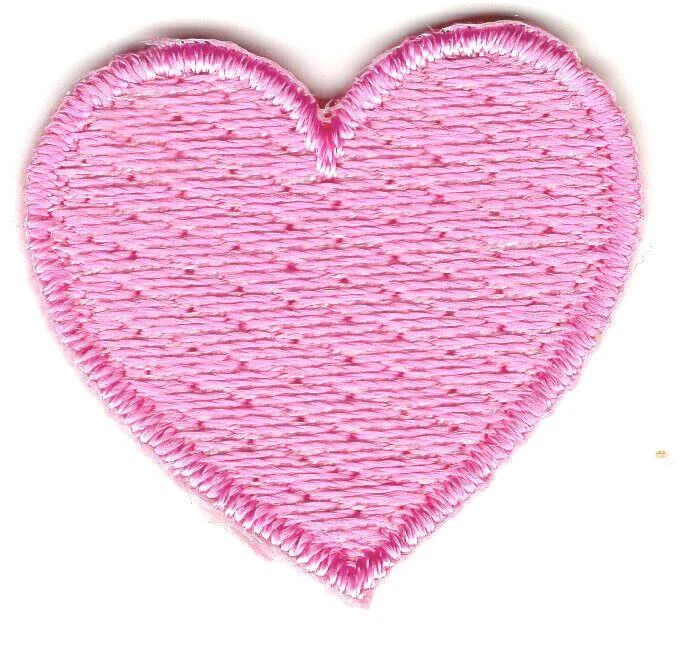 PINK HEART (1")  Iron On Embroidered Patch  Heart Miniature Love - Image 1 of 1