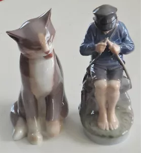 Vintage Royal Copenhagen Denmark Porzellan 905 Junge & Bing Grondahl Katze 2256 Figur - Bild 1 von 17