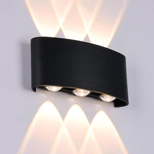 Outdoor Wall Lights, 6W Black Modern Wall Sconce up and down Lights Exterior War - Picture 1 of 12