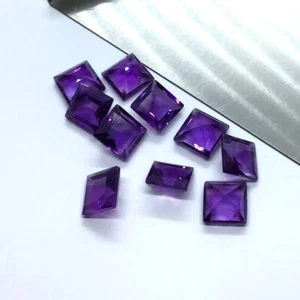 African Amethyst Square Cut Faceted Natural Loose Gemstone For Making Jewelry - Picture 1 of 24