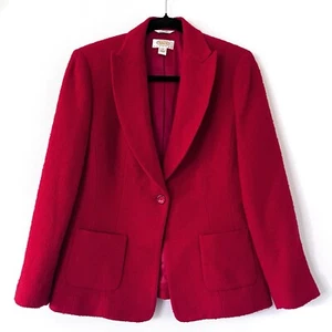 Talbots Red Wool Blend Classic Blazer Jacket Women Size 4 Petite Career Jacket - Picture 1 of 11