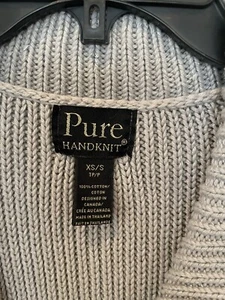 Reiner Handstrick Pullover Strickjacke Damen XS/S grau große Glasknöpfe 100% Baumwolle - Bild 1 von 9