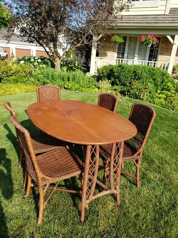 antique wicker signed 1920's dining set Cover