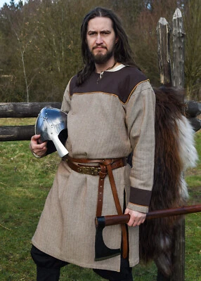 Battle-Merchant Wikinger Tunika Ove mit Fischgrätmuster, braun - Bild 1 von 4